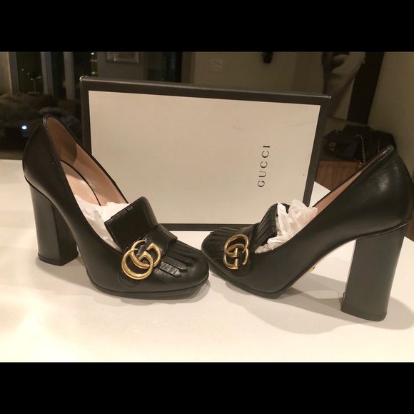 Authentic GUCCI double gold G Marmont loafer heel - Picture 4 of 8